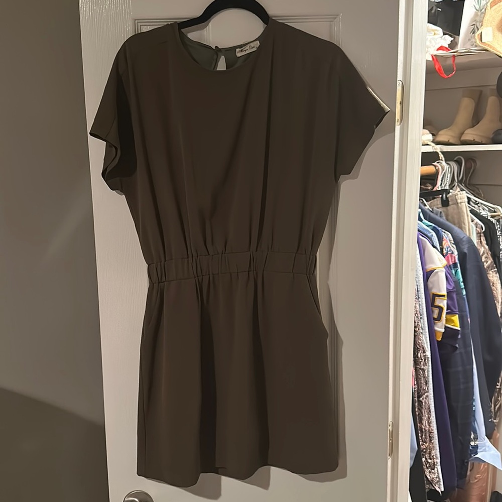 Olive green boutique dress with pockets